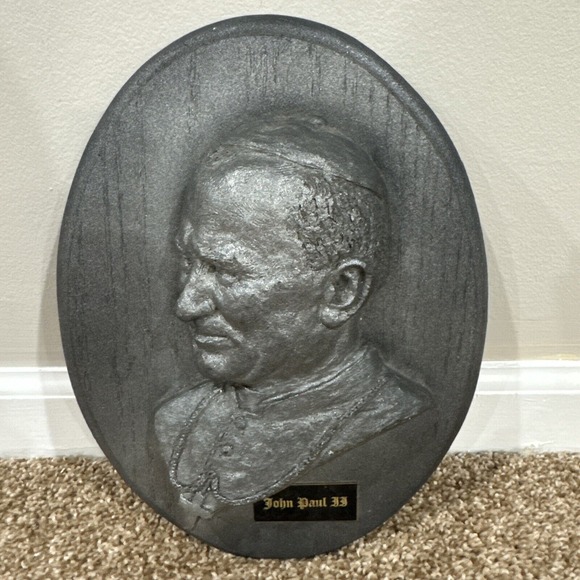 Other - Pope Saint John Paul II Icon Chalk-ware Relic Bust Wall Hanging Plaque VTG